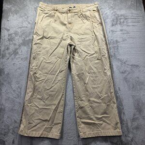 American Eagle Pants Womens 20 Khaki High Rise Baggy Wide Leg Chino Side Stripe